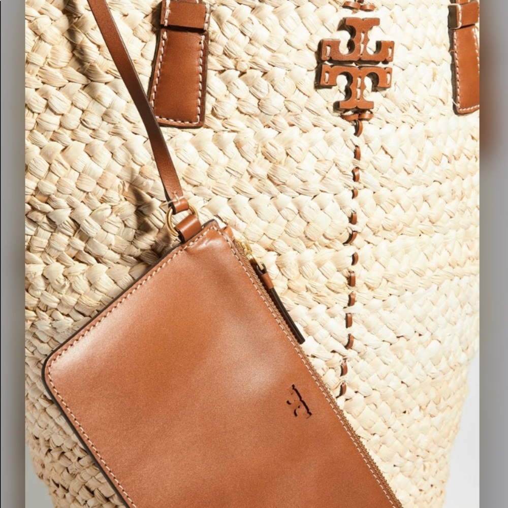 SOLD⛔️Auth.TORY BURCH Straw/leather tote/pouch - Picture 15 of 15